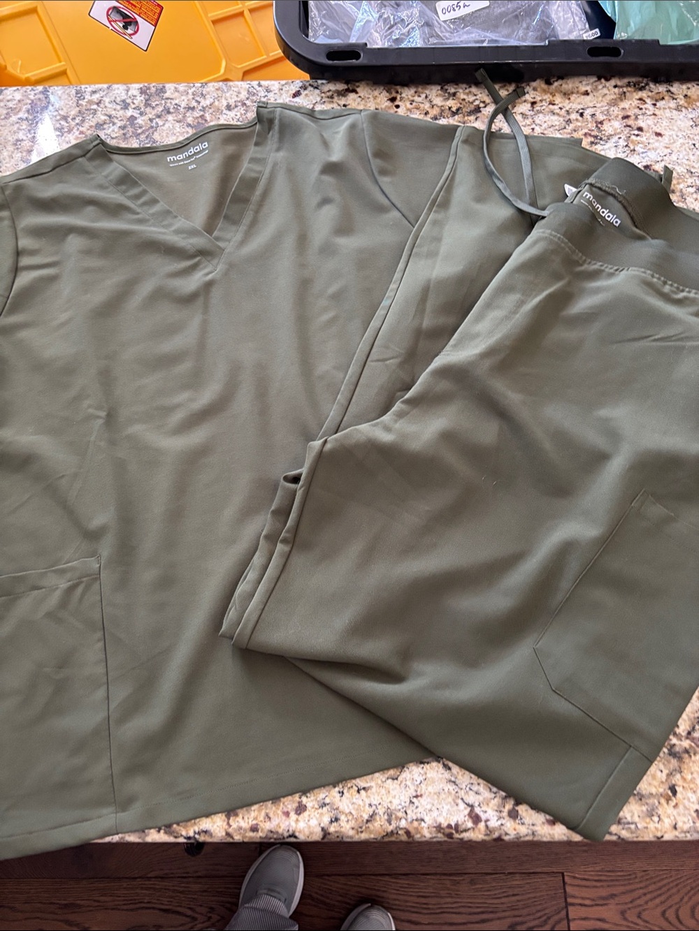 Mandala Olive V-Neck Jacket & Pant Set